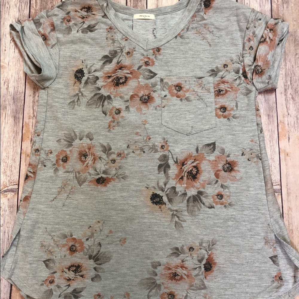 Heather Grey Floral Top